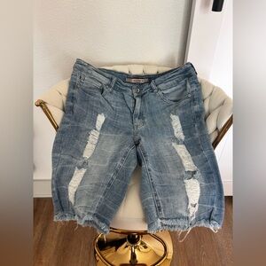 Highway Jeans Light Blue Distressed Jean Shorts (Size 11)